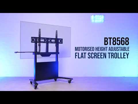 B-Tech BT8568/B mobiler elektrischer TV Ständer bis 86 Zoll, schwarz